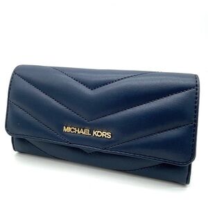 Michael Kors Large Trifold Wallet Navy Blue (NWT)